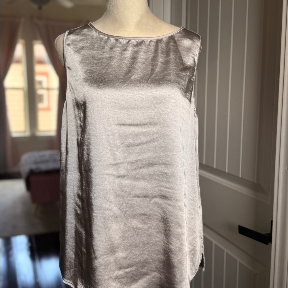 MarlaWynne Silver Satin Tank Top